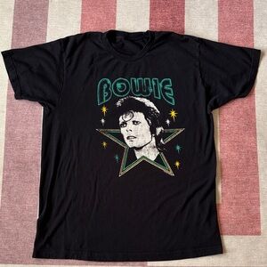 Black Graphic T-Shirt with Bowie Design